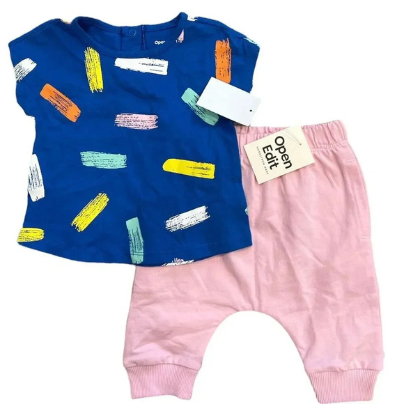 Open Edit Colorful Organic Cotton Outfit Set 6-18M - Picture 1 of 2